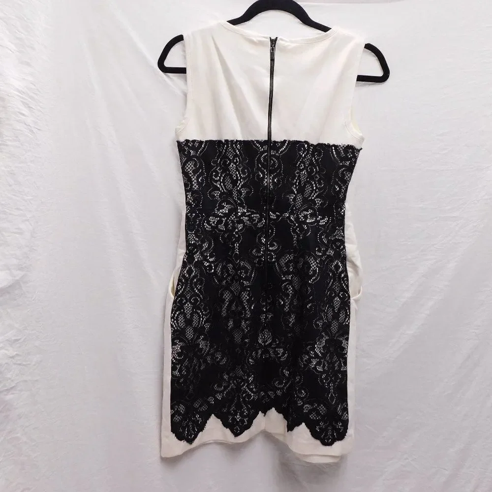 Nanette Lepore NYC Sz 6 B&W Lace Mini Dress W/ Pockets NEW - Picture 7 of 7
